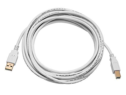 Product Cover Monoprice 10ft USB 2.0 A Male to B Male 28/24AWG Cable (Gold Plated) - White for Printer Scanner Cable 15M for PC, Mac, HP, Canon, Lexmark, Epson, Dell, Xerox, Samsung and More!