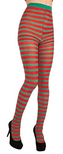 Product Cover Forum Novelties Women's Adult Christmas Striped Tights, Red/Green, One Size