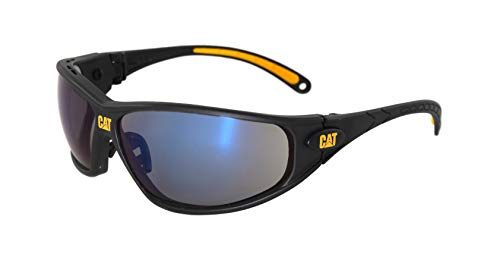 Product Cover Caterpillar Tread Safety Glasses, Black and Yellow, Blue Mirror