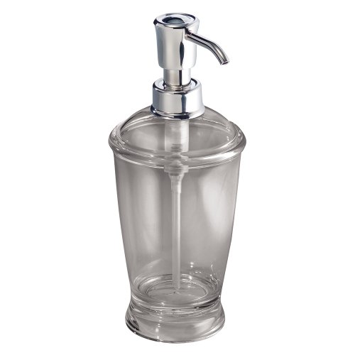 Product Cover InterDesign Franklin Liquid Soap & Lotion Dispenser Pump for Kitchen or Bathroom Countertops, Smoke/Chrome
