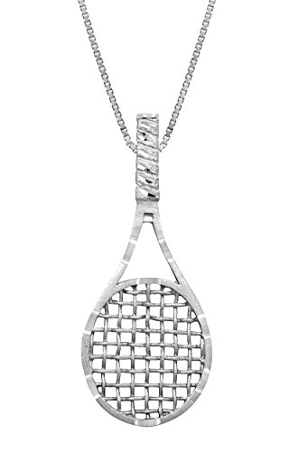 Product Cover Honolulu Jewelry Company Sterling Silver Tennis Racket Necklace Pendant with 18