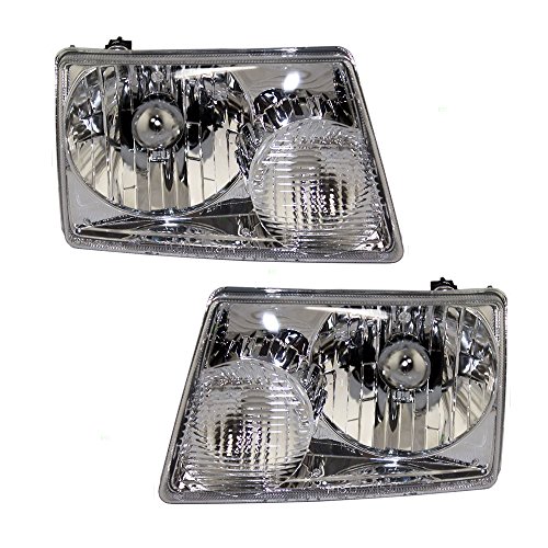 Product Cover Headlights Headlamps Driver and Passenger Replacements for Ford Pickup Truck 6L5Z13008BA 6L5Z13008AA