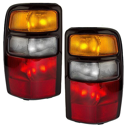 Product Cover Driver and Passenger Taillights Tail Lamps with Amber Signal Lens & Black Housing Replacement for Chevrolet GMC SUV 15832091 15832092 AutoAndArt