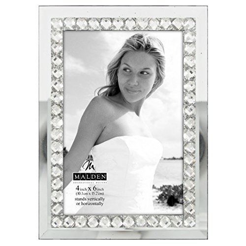 Product Cover Malden International Designs Malden Brilliance Jewel Mirror Picture Frame, 4x6, Mirrored
