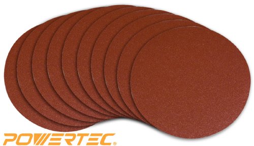 Product Cover POWERTEC 110570 8-Inch PSA 240 Grit Aluminum Oxide Adhesive Sanding Disc, 10-Pack