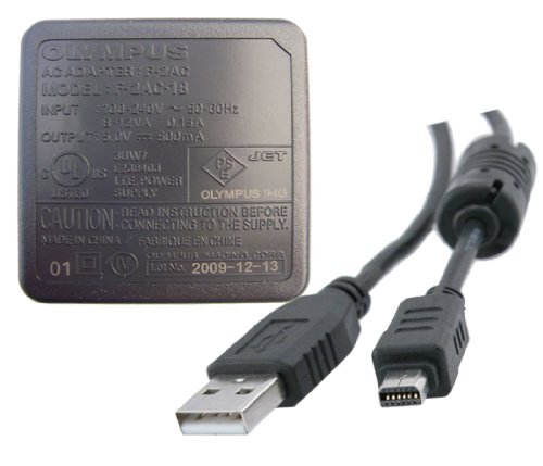 Product Cover Olympus F-2AC AC Adapter + USB Cable for TG-310, STYLUS-8010, FE-4020 & More
