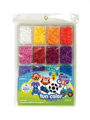 Product Cover Perler Beads Fun Colors Fuse Beads and Storage Tray For Kids Crafts, 4000 pcs