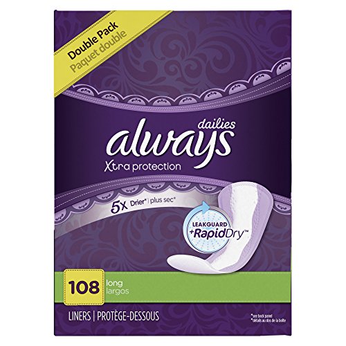 Product Cover Always Xtra Protection Long Daily Liners Unscented 108 Count
