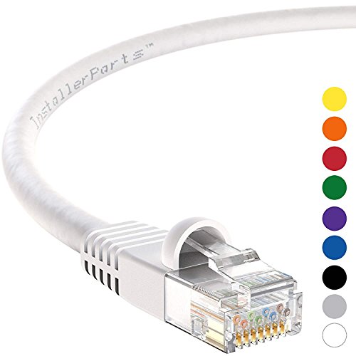 Product Cover InstallerParts 15 Ft Cat 6 Molded Snagless Patch Cable White - Professional Series - 50 Micron Gold Plated RJ45 Connectors - Ethernet Data Network