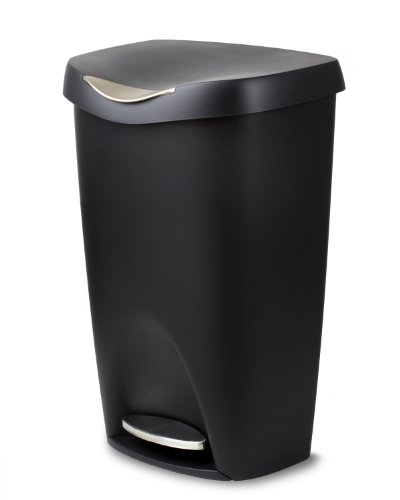 Product Cover Umbra Brim 13 Gallon Trash Can with Lid - Large Kitchen Garbage Can with Stainless Steel Foot Pedal, Stylish and Durable, Black
