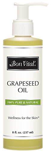 Product Cover Bon Vital' Grapeseed Oil, 100% Pure Skin Toner and Massage Oil, Used for Hair Care, Aromatherapy, and Massage, Helps Reduce Wrinkles and Prevents Premature Aging, Skin Moisturizer, 8 Ounce Bottle