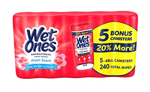 Product Cover Wet Ones Fresh Scent Anti-Bacterial Wipes, 5-Canister 48 Wipes