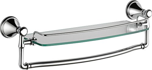 Product Cover Delta Faucet Bathroom Accessories 79710 Cassidy 18-Inch Glass Shelf with Towel Rack, Chrome