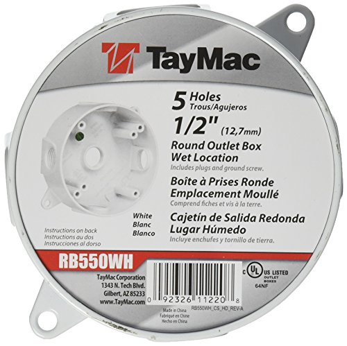 Product Cover TayMac RB550WH Weatherproof Box, Round - (5) 1/2-Inch Outlets, White
