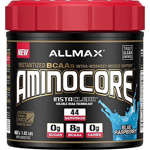 Product Cover ALLMAX Nutrition - AMINOCORE BCAA - 8G BCAAs - 100% Pure Branch Chained Amino Acids - Gluten Free - Blue Raspberry - 462 Gram