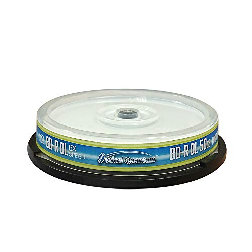 Product Cover Optical Quantum OQBDRDL06LT-10 6X 50 GB BD-R DL Blu-Ray Double Layer Recordable Logo Top 10-Disc Spindle