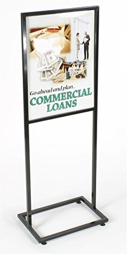 Product Cover Displays2go Floor Sign Holder Stand with Glossy Black Finished Metal Exterior for 22 x 28 Inches Inserts (TWN2228BLK)