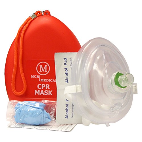 Product Cover MCR Medical CPR Rescue Mask, Adult/Child Pocket Resuscitator, Hard Case with Wrist Strap