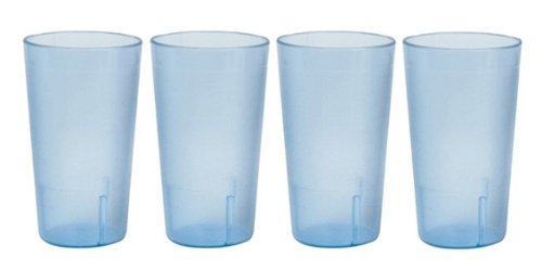 Product Cover 32 oz. (Ounce) Restaurant Tumbler Beverage Cup, Stackable Cups, Break-Resistant Commmerical Plastic, Set of 4 - Blue