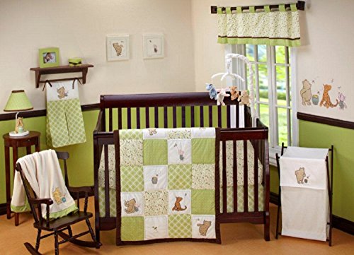 Product Cover Disney Baby My Friend Pooh 4 Piece Nursery Crib Bedding Set, Green, Brown, White