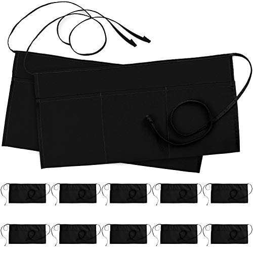 Product Cover Utopia Wear Waist Aprons with 3 Pockets, Professional Grade for Home or Professional Kitchen, Durable, Comfortable, Easy Care, 12-Pack - Black (24