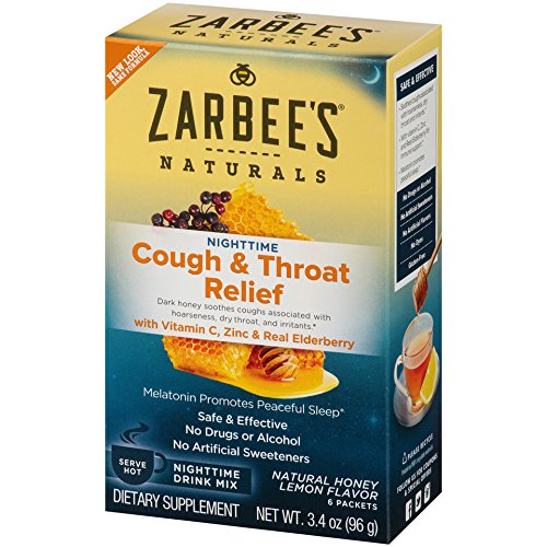 Product Cover Zarbee's Naturals Cough & Throat Relief Nighttime Drink Mix, Natural Honey Lemon Flavor, 6 Packets