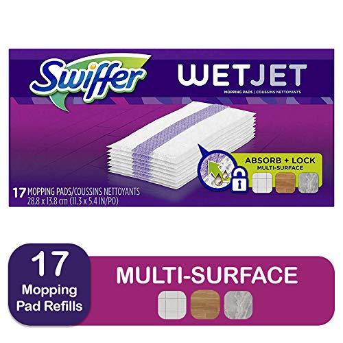 Product Cover Swiffer Wetjet Hardwood Mop Pad Refills for Floor Mopping and Cleaning, All Purpose Multi Surface Floor Cleaning Product, 17 Count