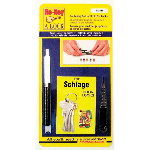 Product Cover Prime-Line E 2402 Re-Keying Kit - Re-Key a Lock Kit with Pre-Cut Keys for Rekeying all your Locks to One Key, For Schlage Brand Locks, Type 