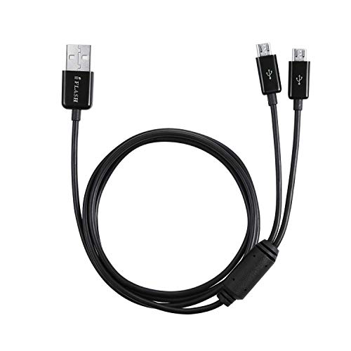 Product Cover iFlash 6ft Extra Long Dual MicroUSB Splitter Charge Cable - Power up to Two (2) Micro USB Devices At Once From a Single USB Port - Ideal for Any Micro USB Powered Device like Galaxy, Blackberry and other Smart Phones (White Color)
