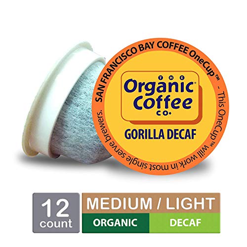 Product Cover The Organic Coffee Co. OneCup, Gorilla DECAF, Single Serve Coffee K-Cup Pods (12 Count), Keurig Compatible