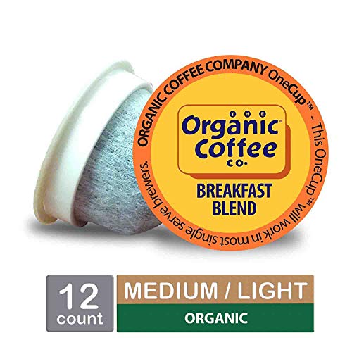 Product Cover Breakfast Blend , 12 Count : The Organic Coffee Co. OneCup, Breakfast Blend, 12 Count- Single Serve Coffee, Compatible with Keurig K-cup Brewers, USDA Organic
