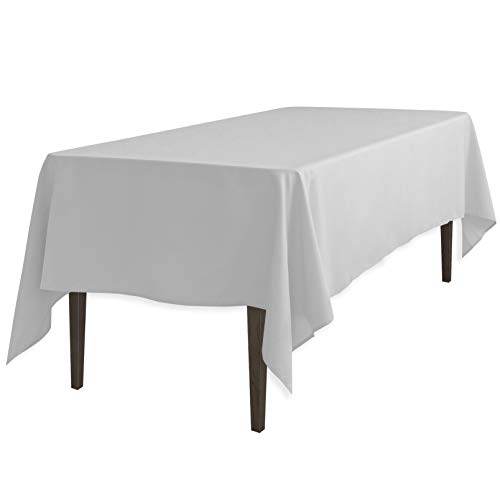Product Cover LinenTablecloth 60 x 102-Inch Rectangular Polyester Tablecloth Silver