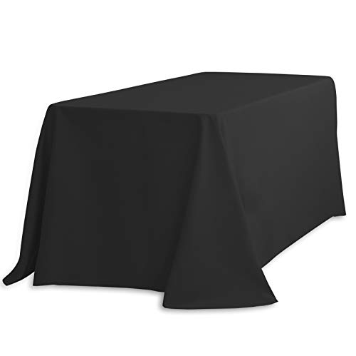 Product Cover LinenTablecloth 90 x 132-Inch Rectangular Polyester Tablecloth with rounded corners Black