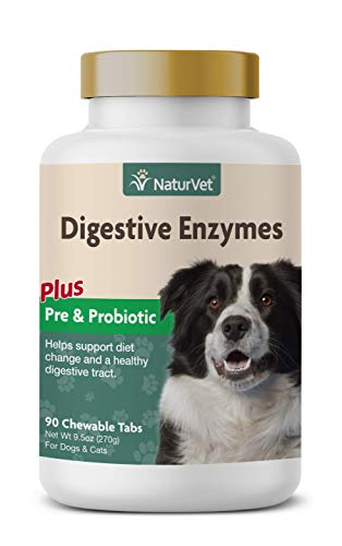 Product Cover NaturVet - Digestive Enzymes Plus Probiotics - Helps Support Diet Change & A Healthy Digestive Tract - for Dogs & Cats (90 Chewable Tablets)