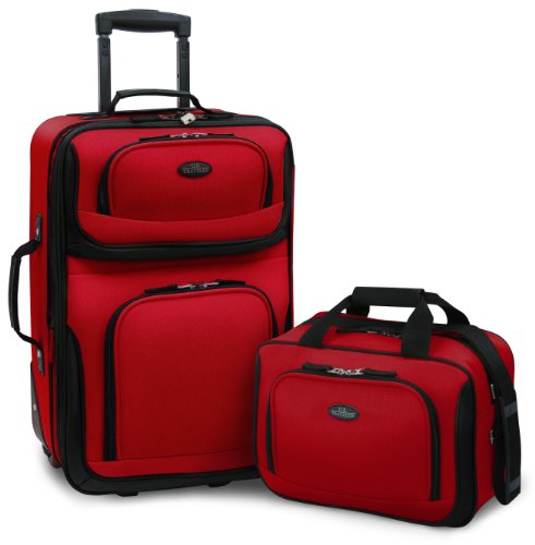 Product Cover U.S. Traveler Rio Rugged Fabric Expandable Carry-On Luggage Set 2-Piece, Red