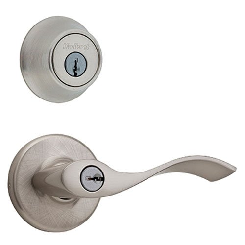 Product Cover Kwikset 690 Balboa Entry Lever and Single Cylinder Deadbolt Combo Pack, Satin Nickel