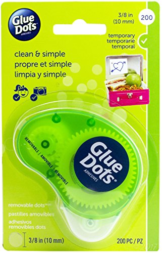 Product Cover Glue Dots Removable Dot N' Go Dispensers, Set of 6 Complete Dispensers, Each with 200 (.375 Inch) Removable Adhesive Dots, 1200 Dots/Pack (03670-AMZ)