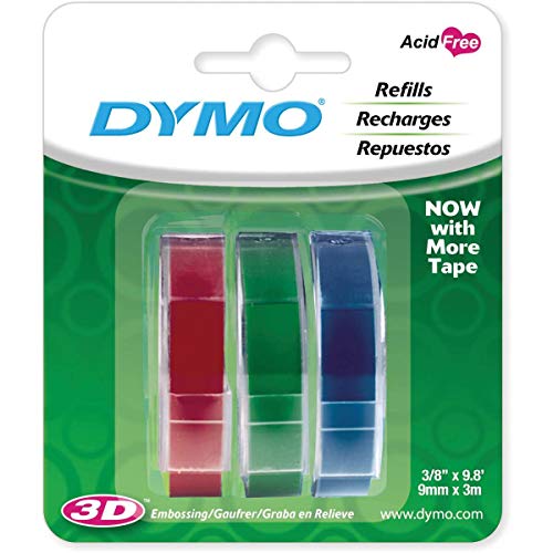 Product Cover DYMO 1741671 Embossing Tape, Red, Green and Blue, 3/8-Inch