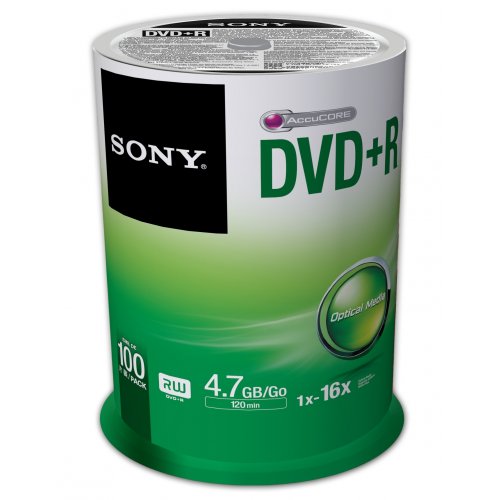 Product Cover Sony 100DPR47SP 16x DVD+R 4. 7GB Recordable DVD Media - 100 Pack Spindle
