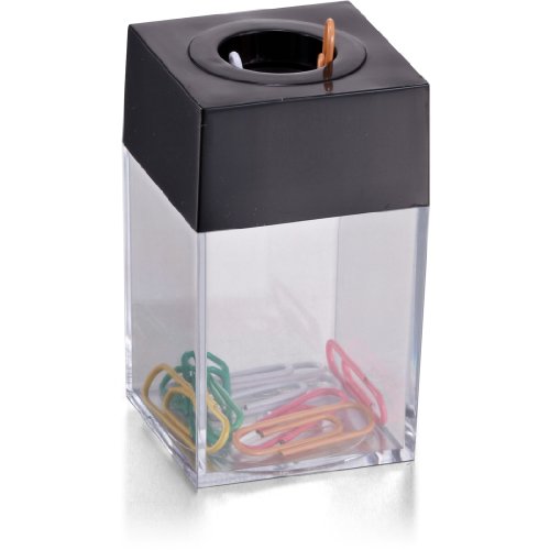 Product Cover Officemate OIC Small Clip Dispenser with Magnetic Top, Clear/Black (93687)