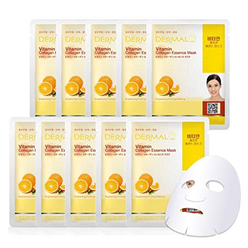 Product Cover Dermal Korea Collagen Essence Full Face Facial Mask Sheet - Vitamin pack of 10