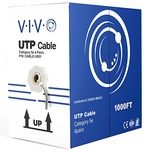 Product Cover VIVO Gray 1,000ft Bulk Cat5e, CCA Ethernet Cable, 24 AWG, UTP Pull Box | Cat-5e Wire, Indoor, Network Installations (CABLE-V001)