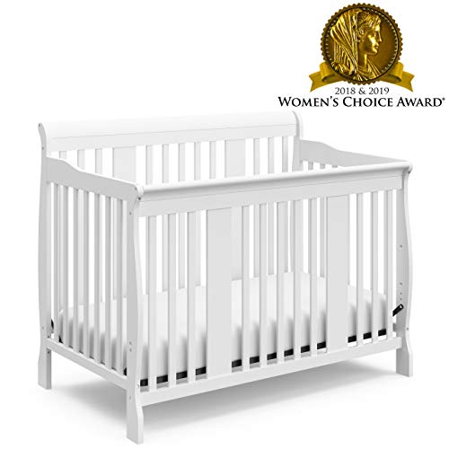 Product Cover Storkcraft Tuscany 4-in-1 Convertible Crib, White Easily Converts to Toddler Bed, Day Bed or Full Bed, 3 Position Adjustable Height Mattress