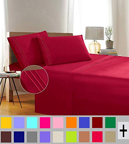 Product Cover 1500 Thread Count Wrinkle & Fade Resistant Egyptian Quality 4-Piece Bed Sheet Set Ultra Soft Luxurious Bed Sheet Set Includes Flat Sheet, Fitted Sheet and 2 Pillowcases