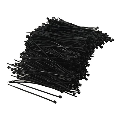 Product Cover Rienar 1000Pcs Cable Tie Plastic Zip Fasten Wrap 80mm x 2mm(Black )