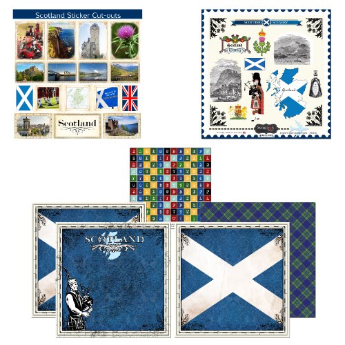 Product Cover Scrapbook Customs Themed Paper and Stickers Scrapbook Kit, Scotland Sightseeing