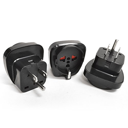 Product Cover OREI European to American USA Plug Adapter, convert Grounded Schuko Type E/F Connection to US Type B Three Prong Connection - Heavy Duty (3 Pack)