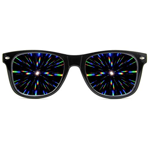 Product Cover GloFX Ultimate Diffraction Glasses - Black - 3D Prism Effect EDM Rainbow,Black,
