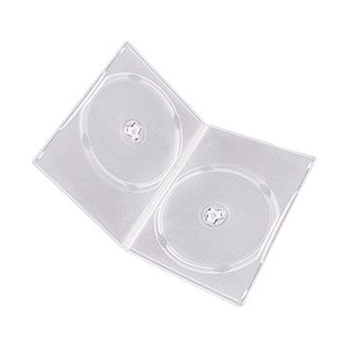Product Cover Maxtek 7mm Slim Clear Double CD/DVD Case, 100 Pieces Pack. (2 Discs Capacity per Case)