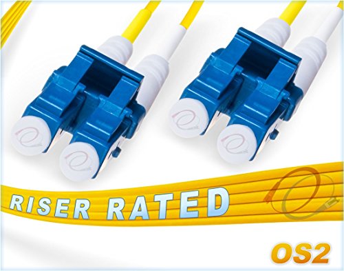 Product Cover FiberCablesDirect - 1M OS2 LC LC Fiber Patch Cable | Duplex 9/125 LC to LC Singlemode Jumper 1 Meter (3.28ft) | Length Options: 0.5M-300M | ofnr lc-lc Single-Mode sfp+ sm dx Yellow Zip-Cord os2-lc-lc